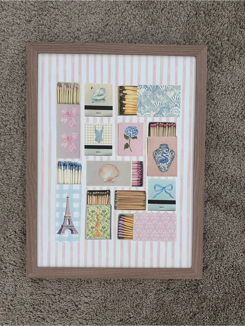Hobby Lobby Framed Matchbox Collage Art - Pink & White